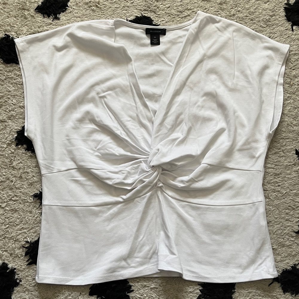 Halogen Size Medium Twist knit top in bright white - Picture 5 of 11